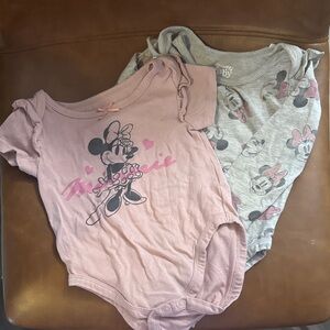 Disney Minnie Mouse Pink and Gray Bodysuit Duo